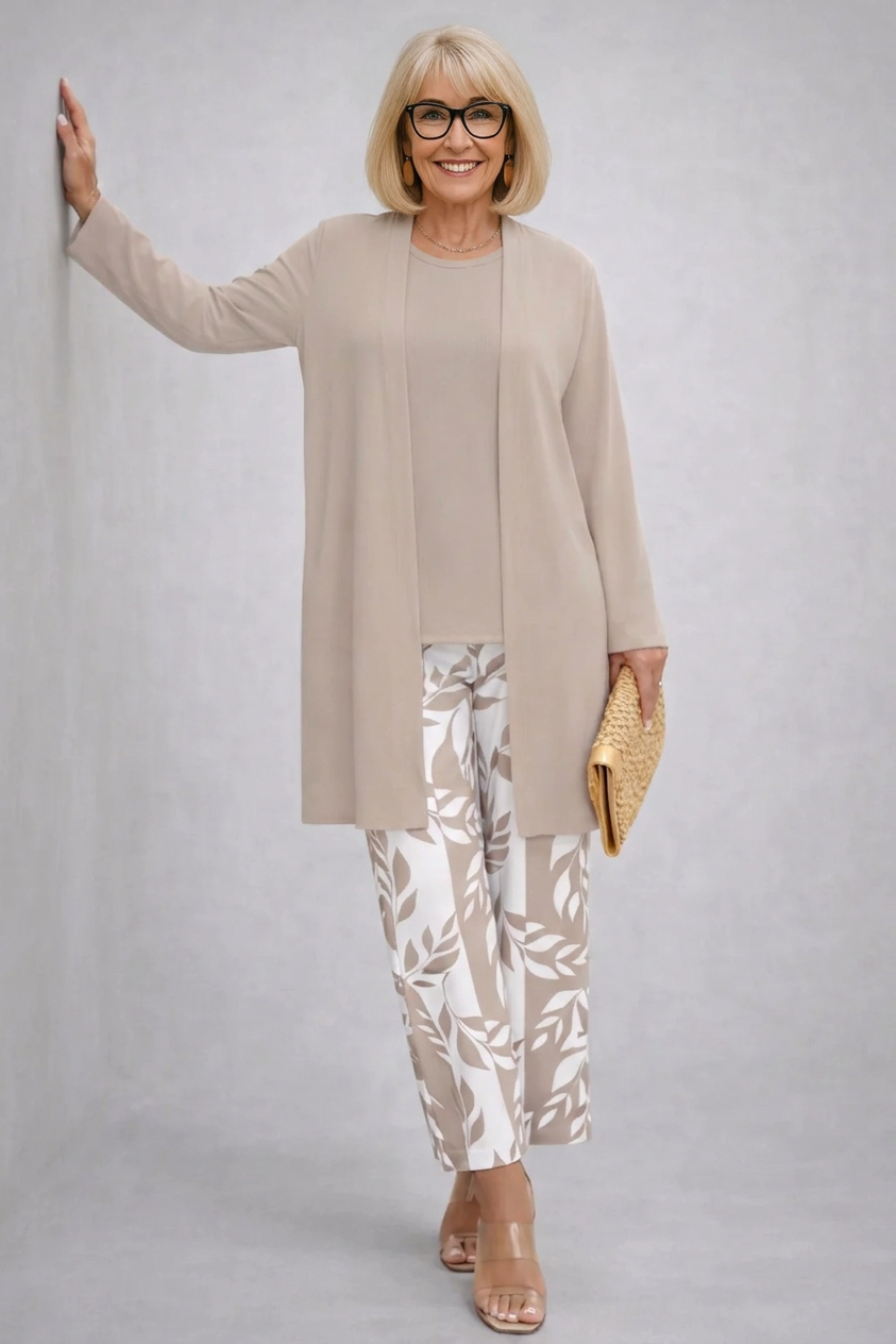 Glenda cream three-piece set, front view