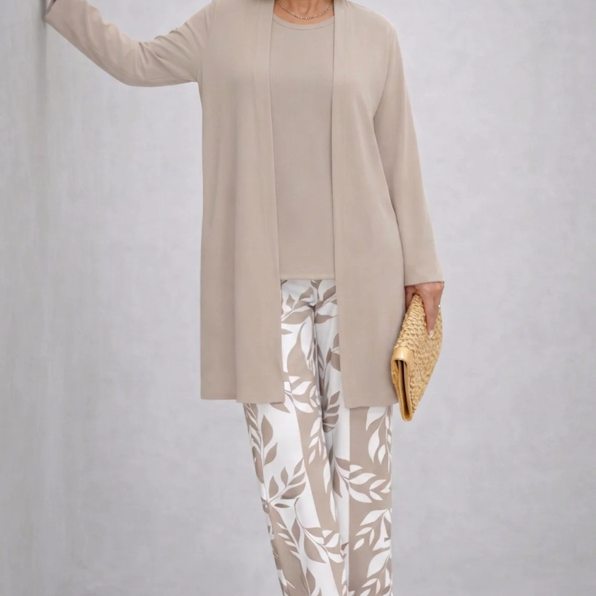 Glenda cream three-piece set, front view