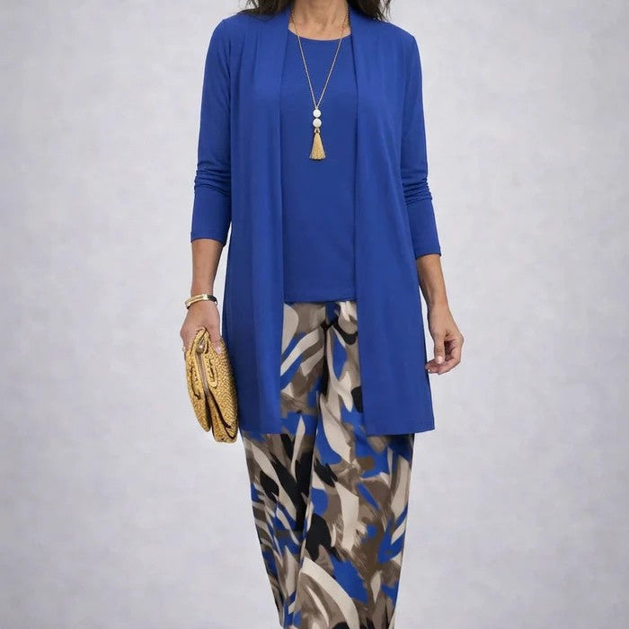 Sharon elegant three-piece set in Royal Blue, view 2