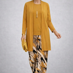 Megan mustard yellow three-piece set, front view