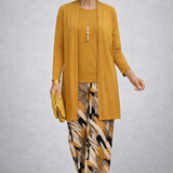 Megan mustard yellow three-piece set, front view