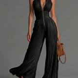 Iris - Black Sleeveless Jumpsuit with V-Neck