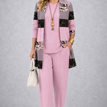Heather pink three-piece set, front view
