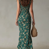 Zoe - Retro Boho Maxi Dress with Flowing Sleeves and Side Slit