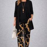 Jacqueline black & gold three-piece set, front view