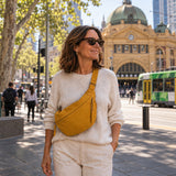 Jodie mustard nylon shoulder bag, view 2