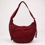 Kirsten burgundy nylon shoulder bag, front view