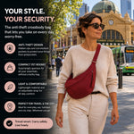 Kirsten burgundy nylon shoulder bag, view 3