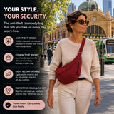 Kirsten burgundy nylon shoulder bag, view 3