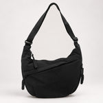 Kylie black nylon shoulder bag, front view