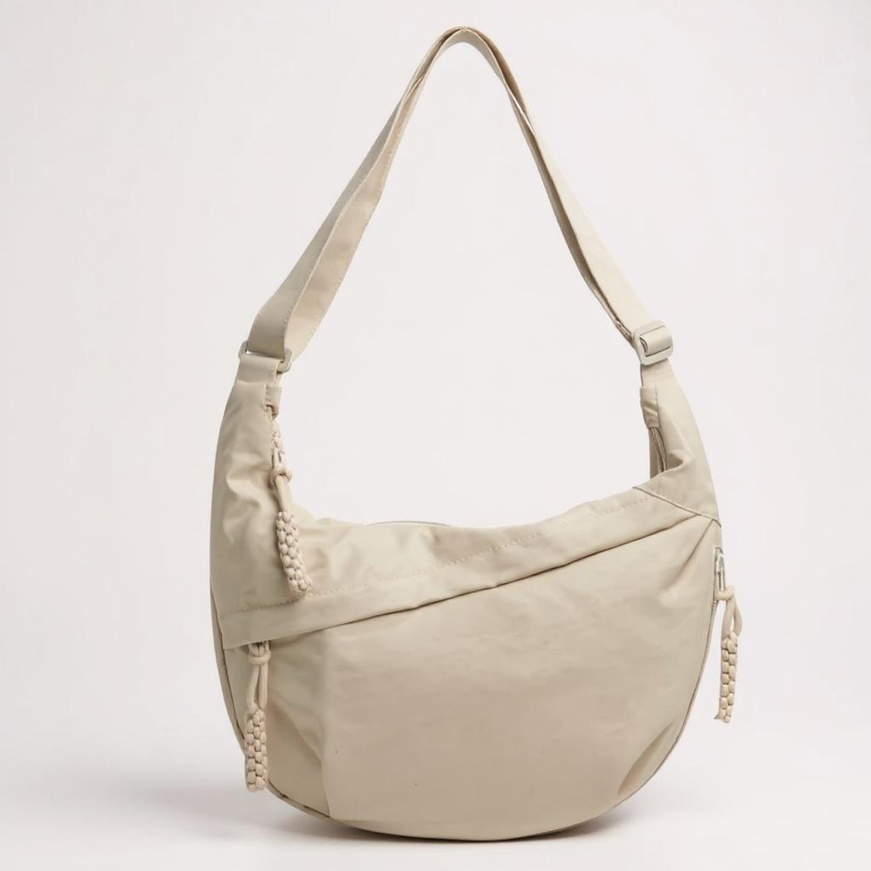 Leanne beige nylon shoulder bag, front view