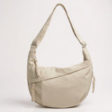 Leanne beige nylon shoulder bag, front view