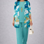 Lynette turquoise three-piece set, front view