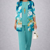 Lynette turquoise three-piece set, front view