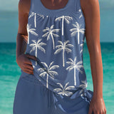 Trudy elegant tankini with matching shorts, tummy control