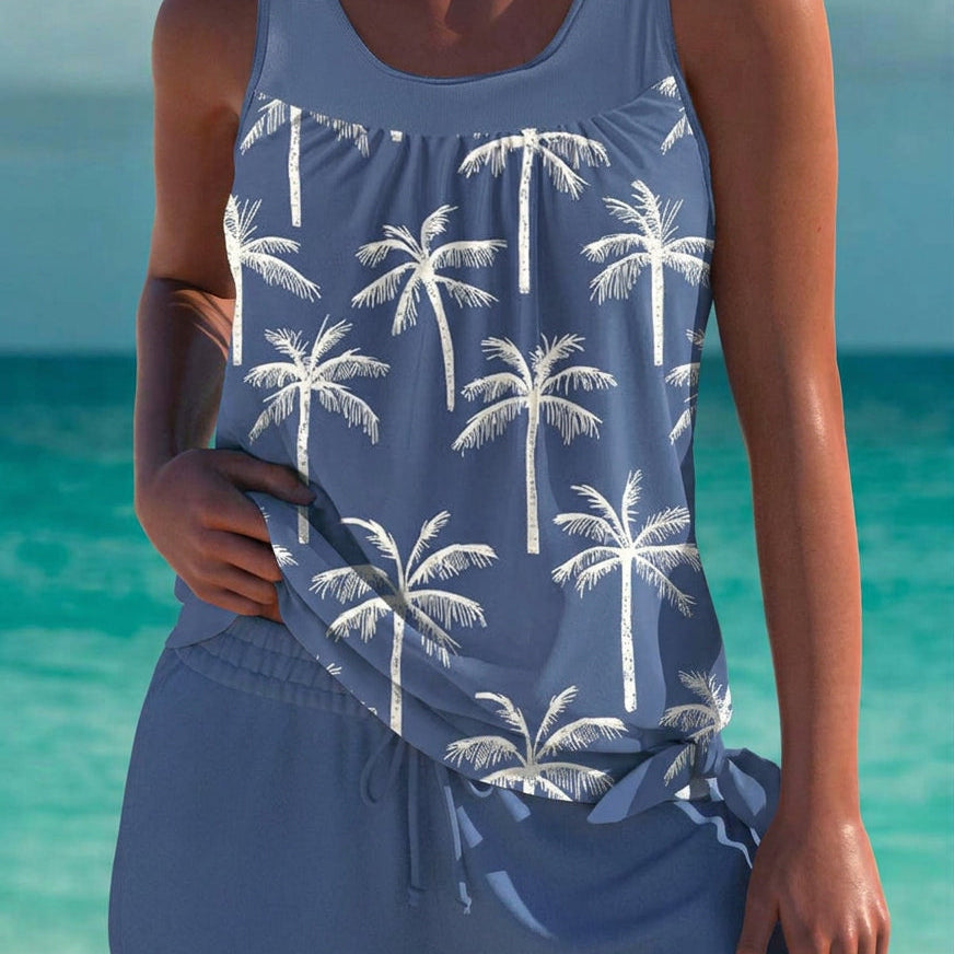 Trudy elegant tankini with matching shorts, tummy control