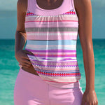 Trudy elegant tankini with matching shorts, tummy control