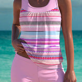 Trudy elegant tankini with matching shorts, tummy control