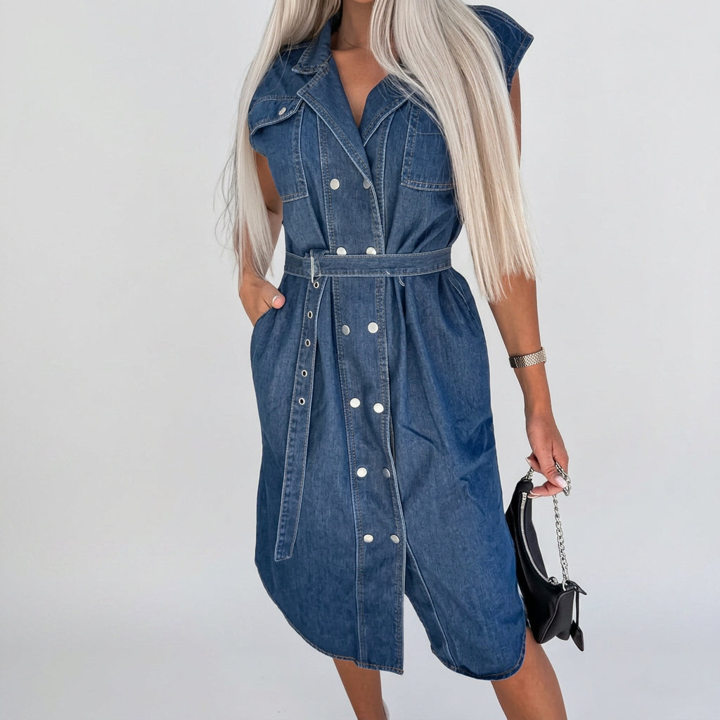 Isla - Everyday Denim Dress with Belt