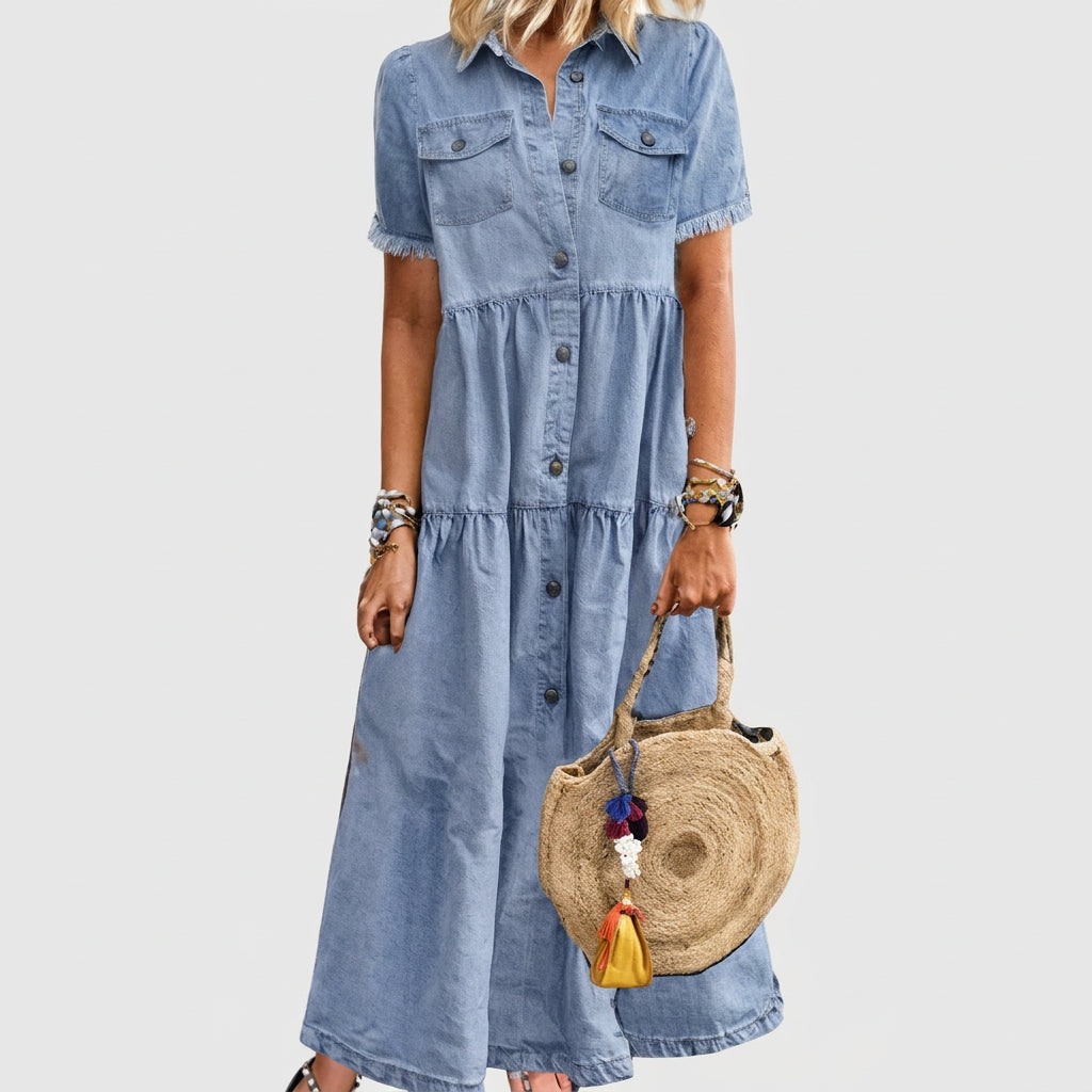 Abigail - Long Buttoned Denim Dress