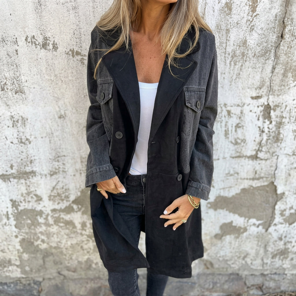Priscilla - Two-Tone Denim Trench Coat