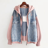 Ophelia - Two-Tone Hooded Denim Jacket