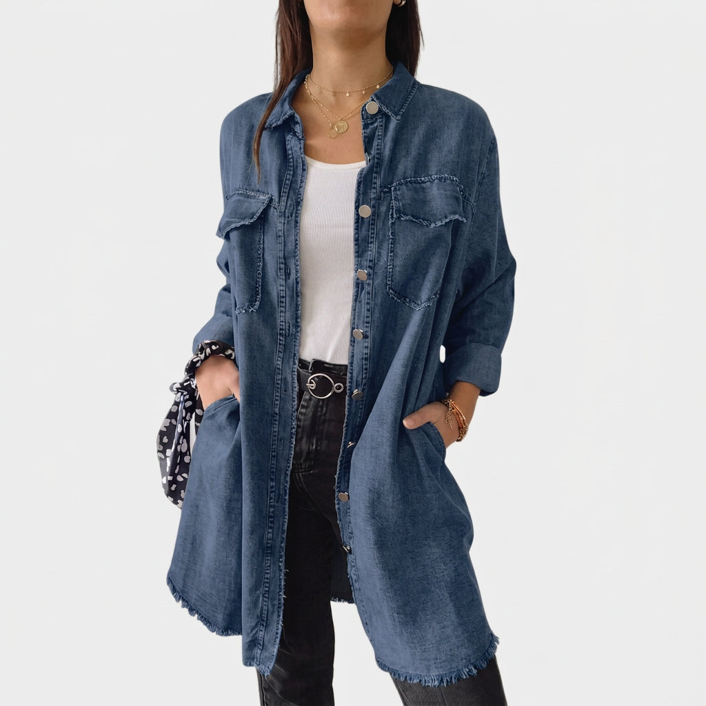 Maeve - Long Sleeve Denim Shirt Dress