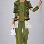 Margaret olive green three-piece set, front view