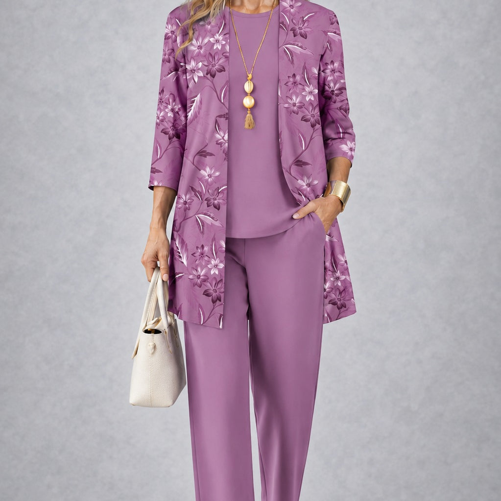 Melinda lilac three-piece set, front view