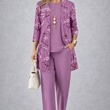 Melinda lilac three-piece set, front view
