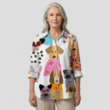 Poppy - Casual Blouse with Colourful Cartoon Dog
