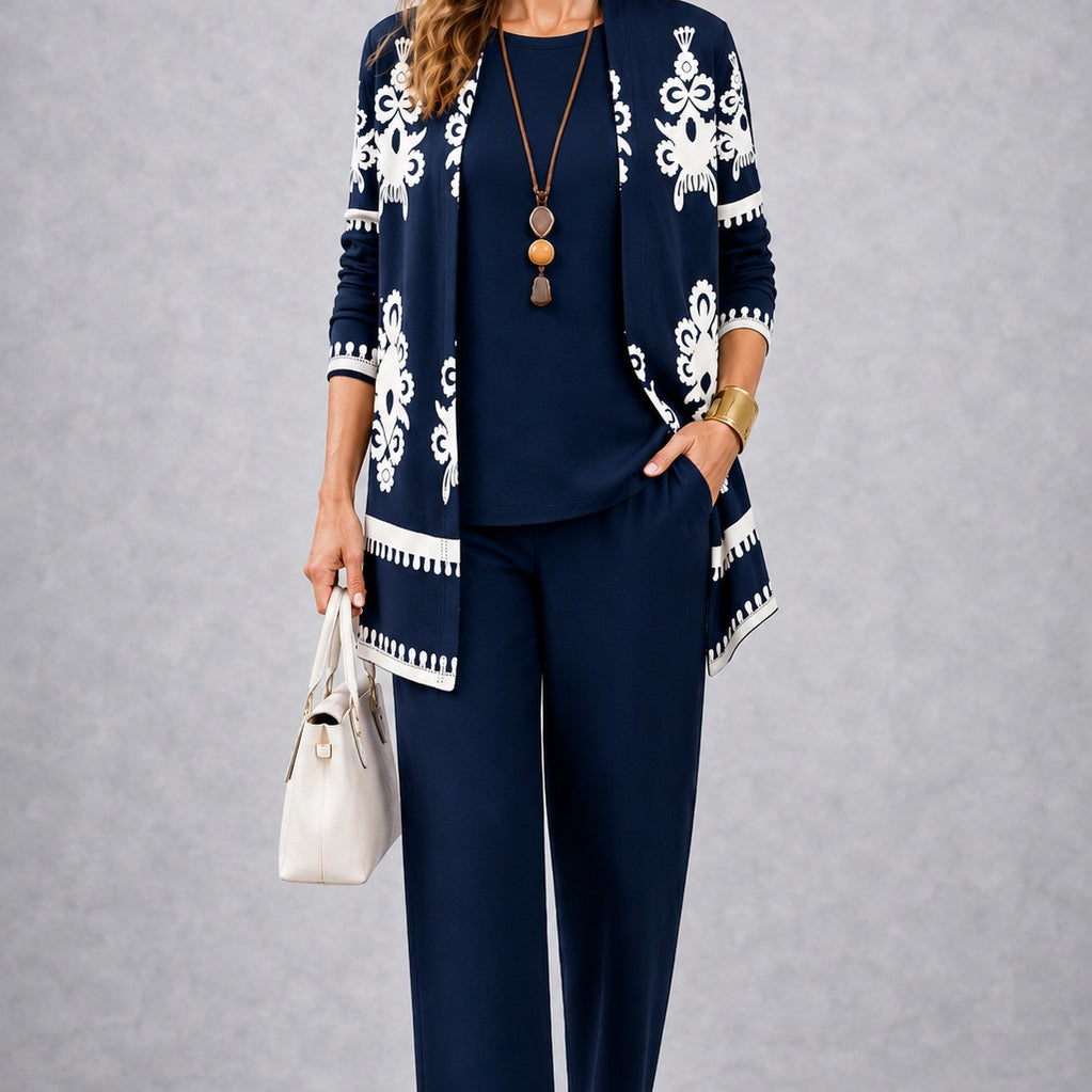 Narelle navy three-piece set, front view