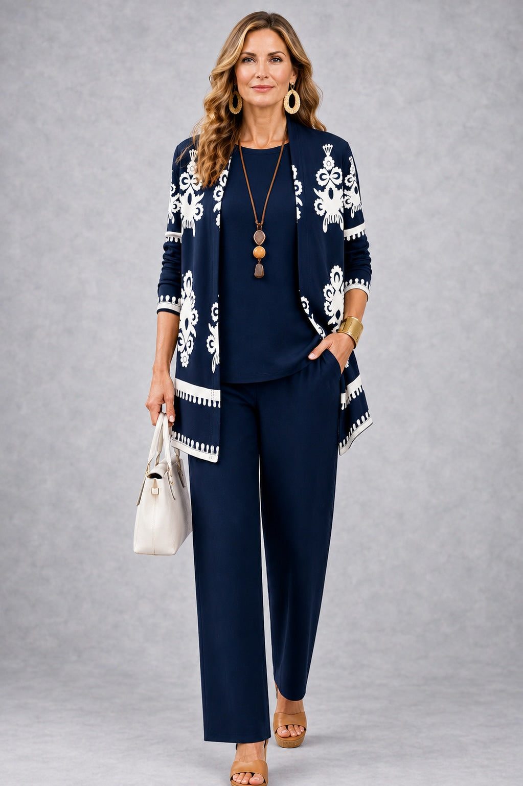 Narelle navy three-piece set, front view