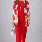 Natalie red three-piece set, front view