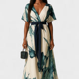 Vanessa - Long Dress Watercolour Print