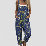 Mavis - Navy Overalls with Wildflower and Bee Print