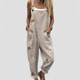 Kalina - Natural Overalls with Bee and Daisy Print