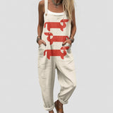 Samara - Cream Overalls with Red Dachshund Print