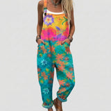 Della - Overalls with Tie-Dye Floral Print