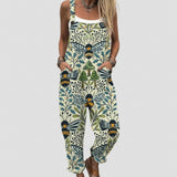 Brenda - Cream Overalls with Bee and Botanical Print