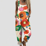 Annalise - Cream Overalls with Bold Poppy Print