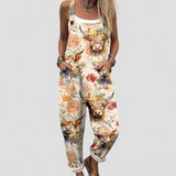 Nessa - Cream Overalls with Highland Cow Print