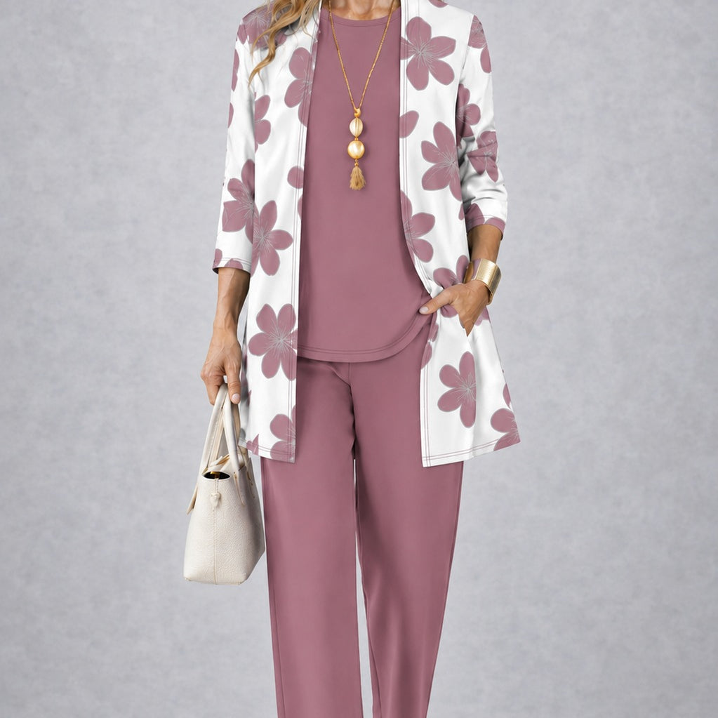 Sandra mauve three-piece set, front view