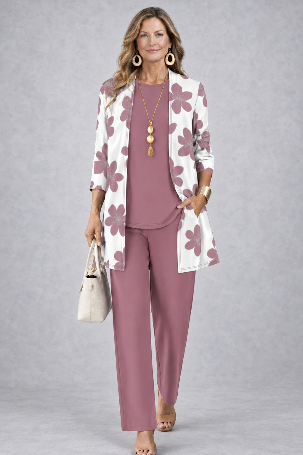 Sandra mauve three-piece set, front view