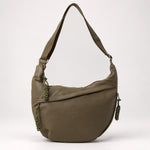 Shona olive nylon shoulder bag, front view