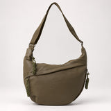 Shona olive nylon shoulder bag, front view