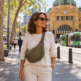 Shona olive nylon shoulder bag, view 2