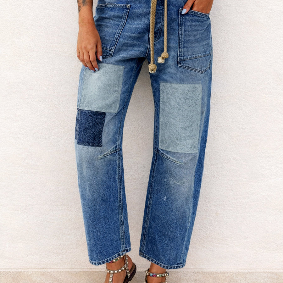Margaret - Patchwork Drawstring Jeans
