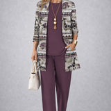 Tanya dark mauve three-piece set, front view