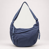 Tessa blue nylon shoulder bag, front view